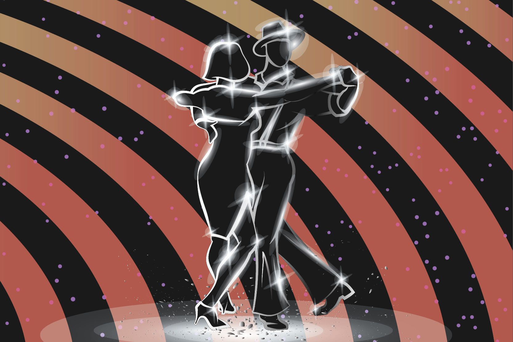 silhouette of salsa dancers